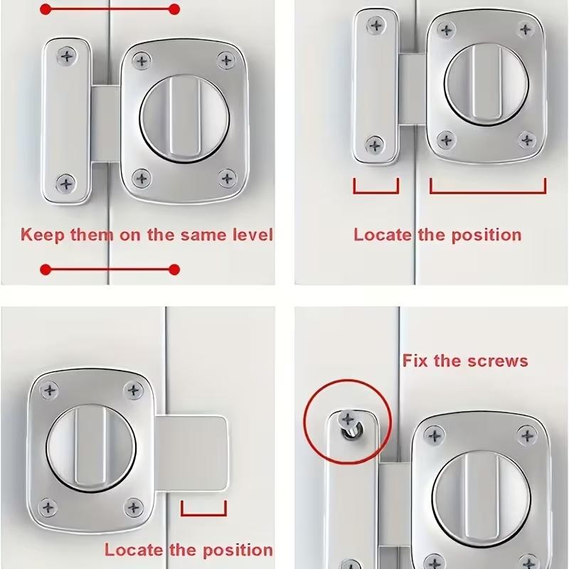Serrure de Porte Tournante Métallique Robuste - Boulon de Sécurité Antivol avec Support de Montage pour Chambre à Coucher/Salle de Bain