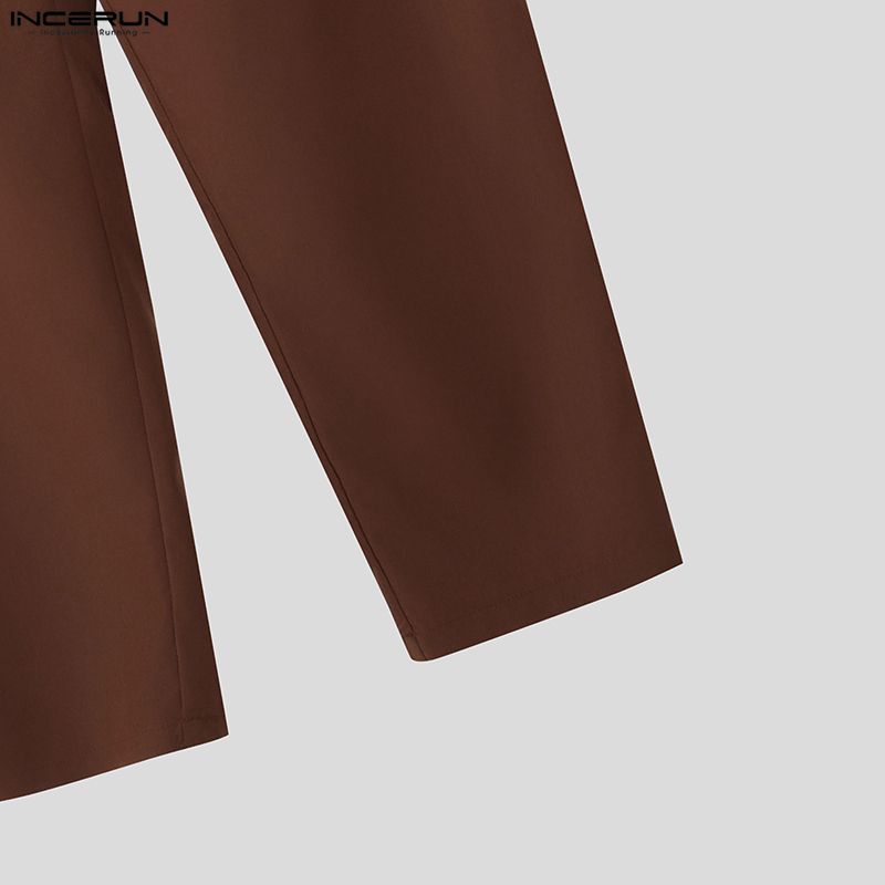 INCERUN Men Back Elastic Waist Casual Long Front Layers Harem Pants Trousers