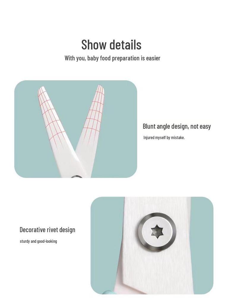 Ceramic Baby Food Scissors: Portable, Household Kitchen Tool for Cutting Vegetables, Meat, and Noodles.
