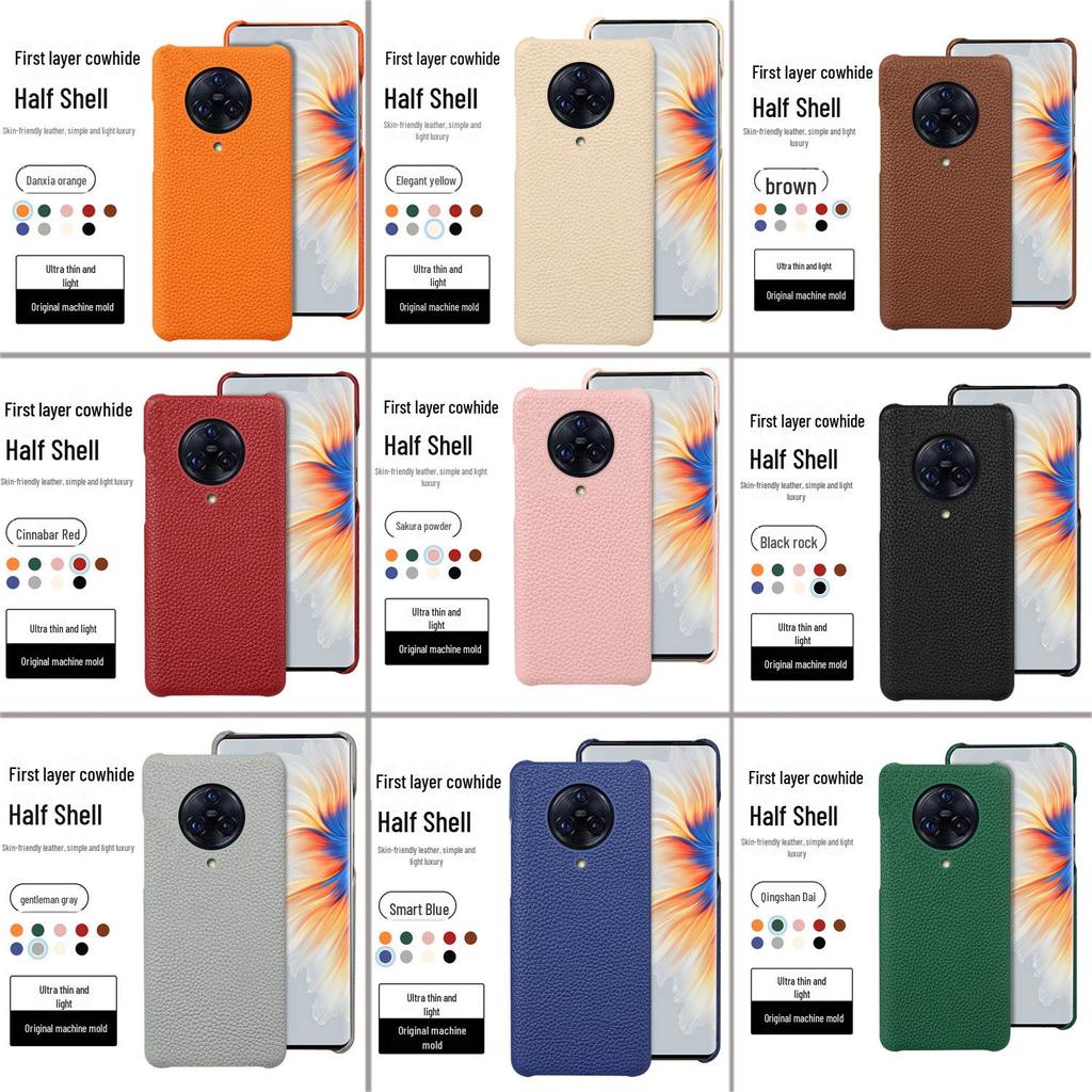 Vivo Nex3 Genuine Leather Half-Cover Protective Case with Litchi Pattern