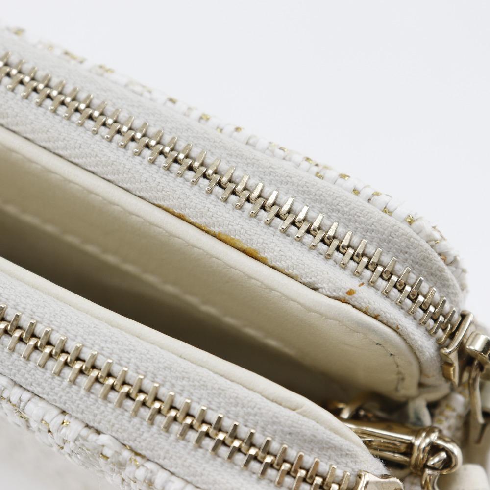 Chanel Deauville ChainShoulder Shoulder Bag A84415 2-way Clutch White Tweed Women Used