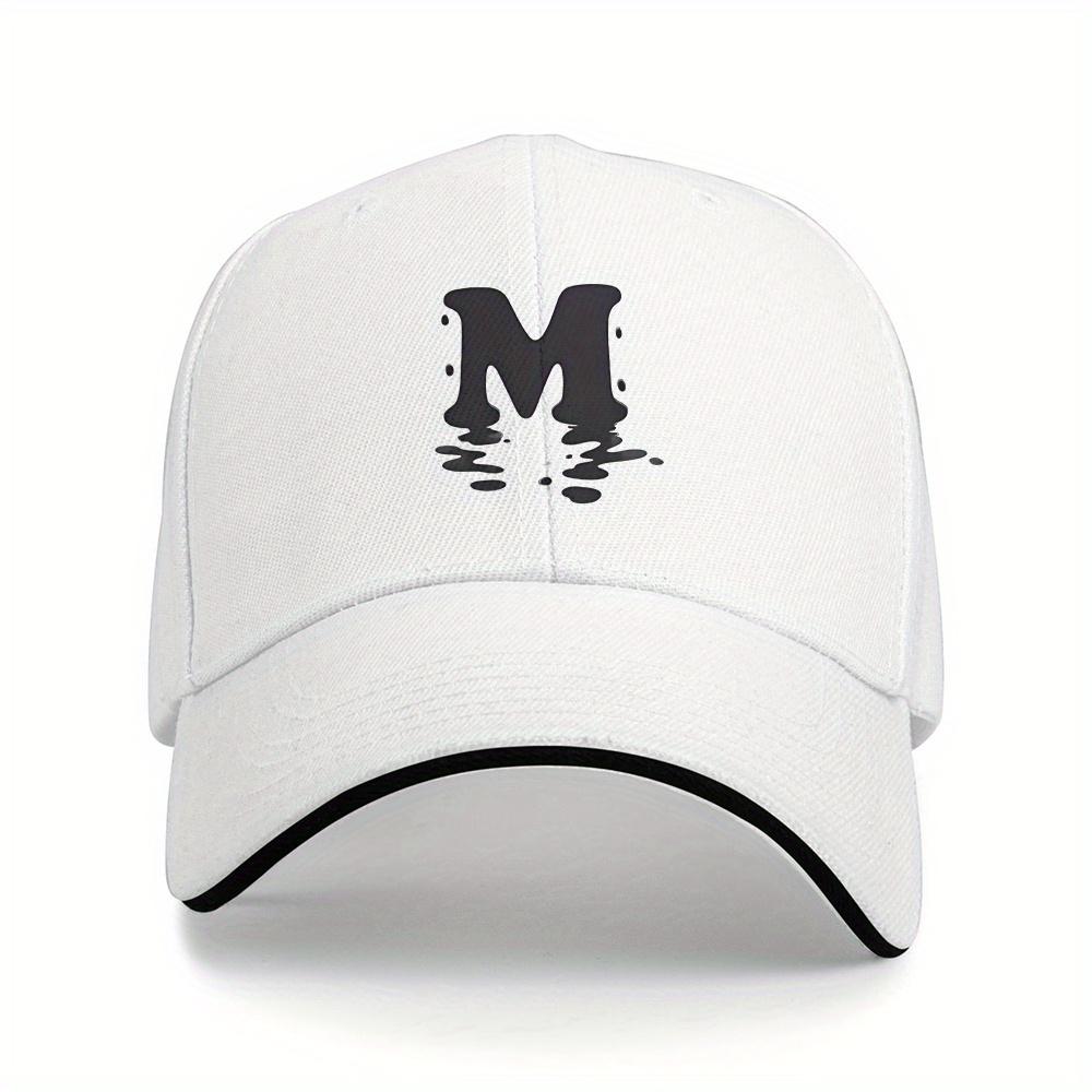 One Piece of a Dripping Black M Letter Design a Printed Baseball Cap Trucker Hat Unisex Appropriate for Any Season