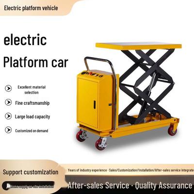Electric Foot-Operated Platform Cart for Cargo Handling - Hydraulic Lifting Flatbed Truck