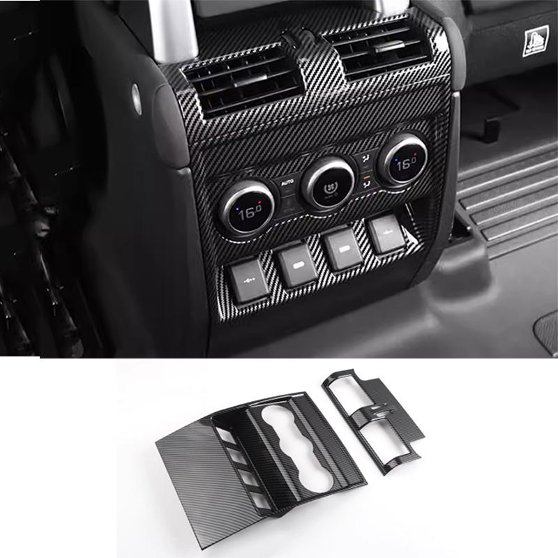 For Land Rover Defender 110 130 2020-2024 ABS Carbon Fiber Armrest Box Air Outlet Rear Anti-kick Cover Car Interior Accessory
