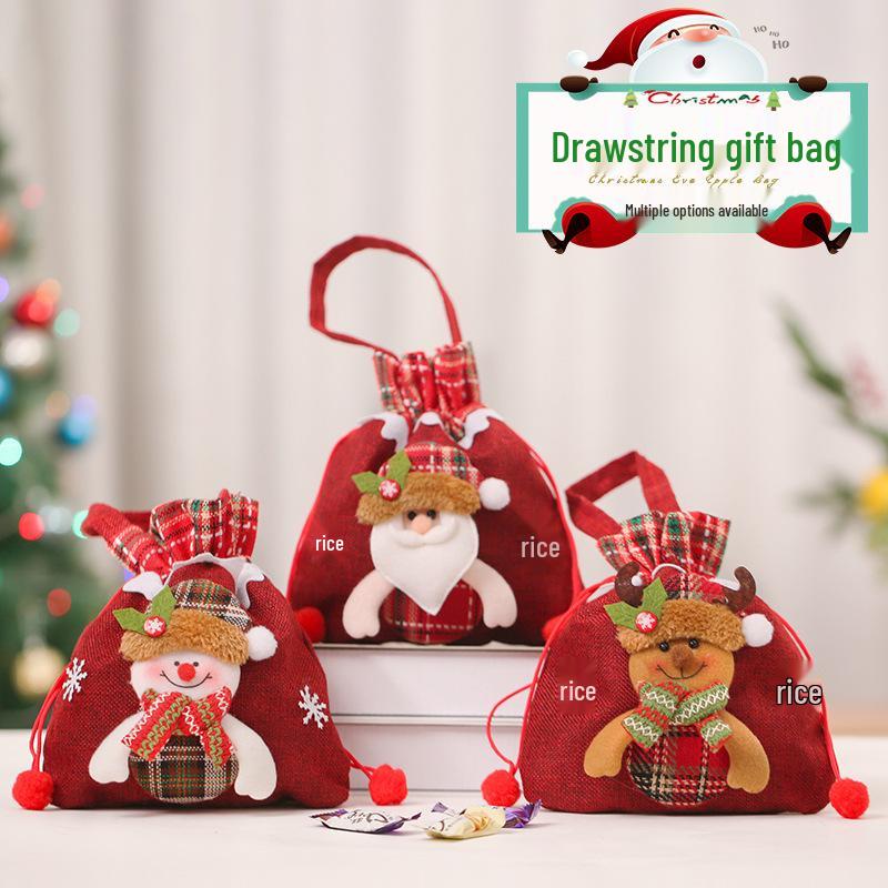 Christmas Eve Gift Tote with Santa, Snowman & Reindeer Design