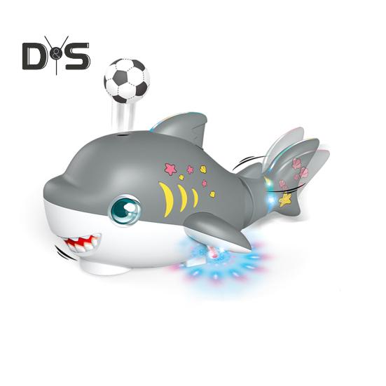 Electric Blowing Ball Shark Toy with Music Light Swing Tail Walking Shark Toy Educational Sea Animal Crawling Toy Toddlers Boys Girls Gift