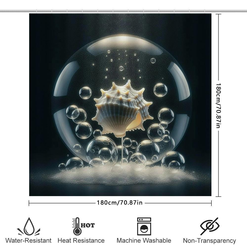Seashell Shower Curtain Waterproof Non-Toxic Print Bath Decoration Perfect for Beach Themed Bathroom Decorations