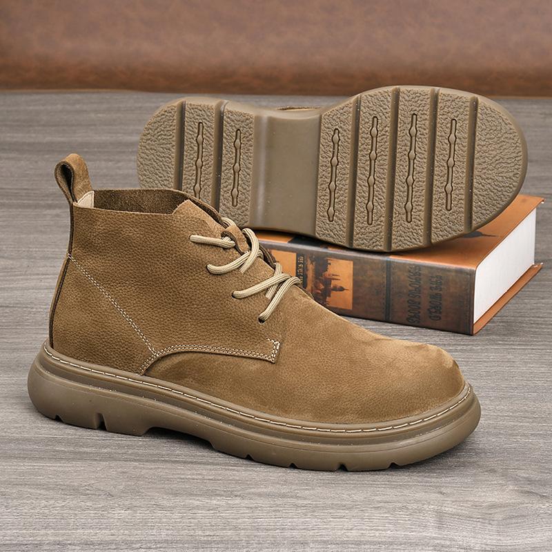 Short Boots Men's 2026 Spring and Autumn New Style Mid Top British Style Low Top Leather Shoes Men's Short Boots