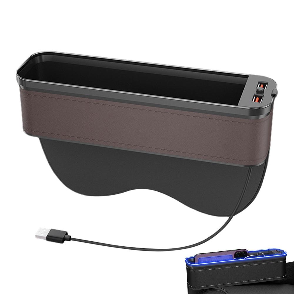 Car Seat Gap Filler Organizer LED Colorful Light Change With USB Charging Auto Front Seat Crevice Storage Box Accessories