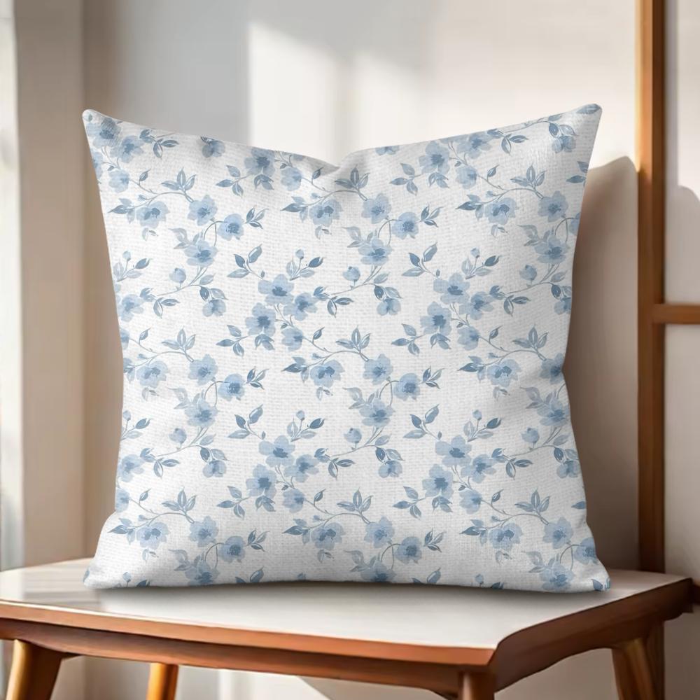 Fashion Small Florals Cushion Cover Natural Linen Organic Fabric DoubleSided Printing Couch Pillow Covers Home Decor