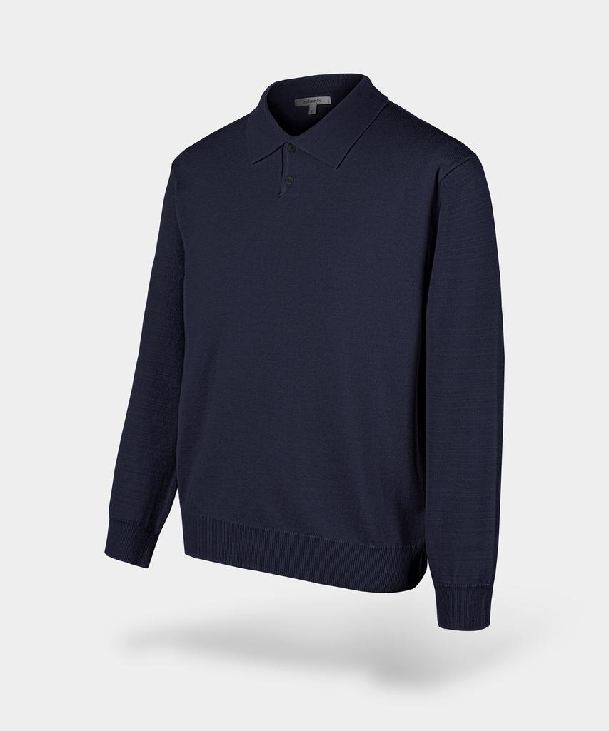 BIRBANTE Soft Washable Collared Knit - Dark Navy