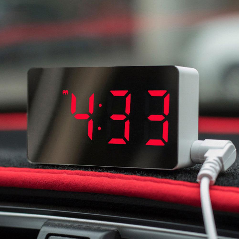 7*3.8cm Digital Alarm Clock TEMP Alarms Power-off Memory Table Clock USB Powered Always On 12/24H Night Mode LED Clock