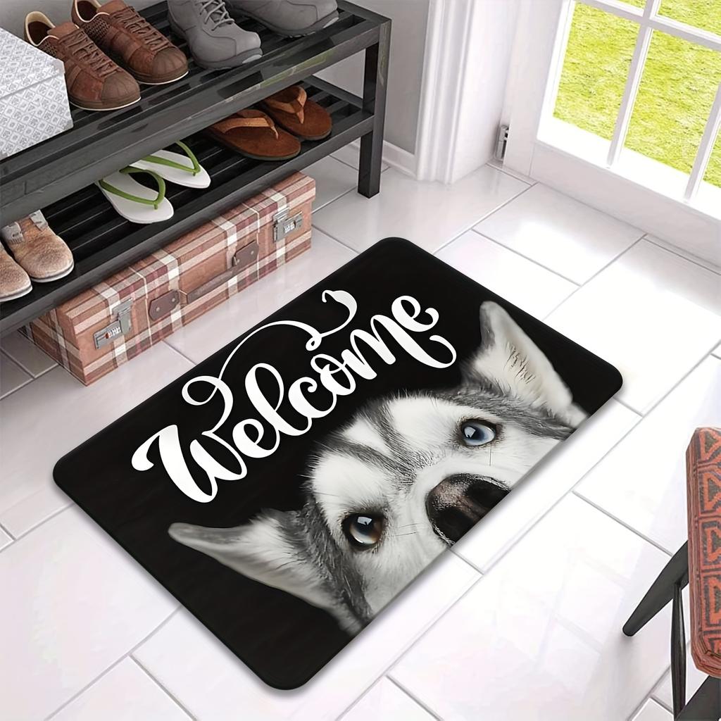 Schattige Husky Welkom Deurmat, Antislip Entreekleed, Duurzaam Wasbaar Vloerkleed voor Keuken en Wasruimte