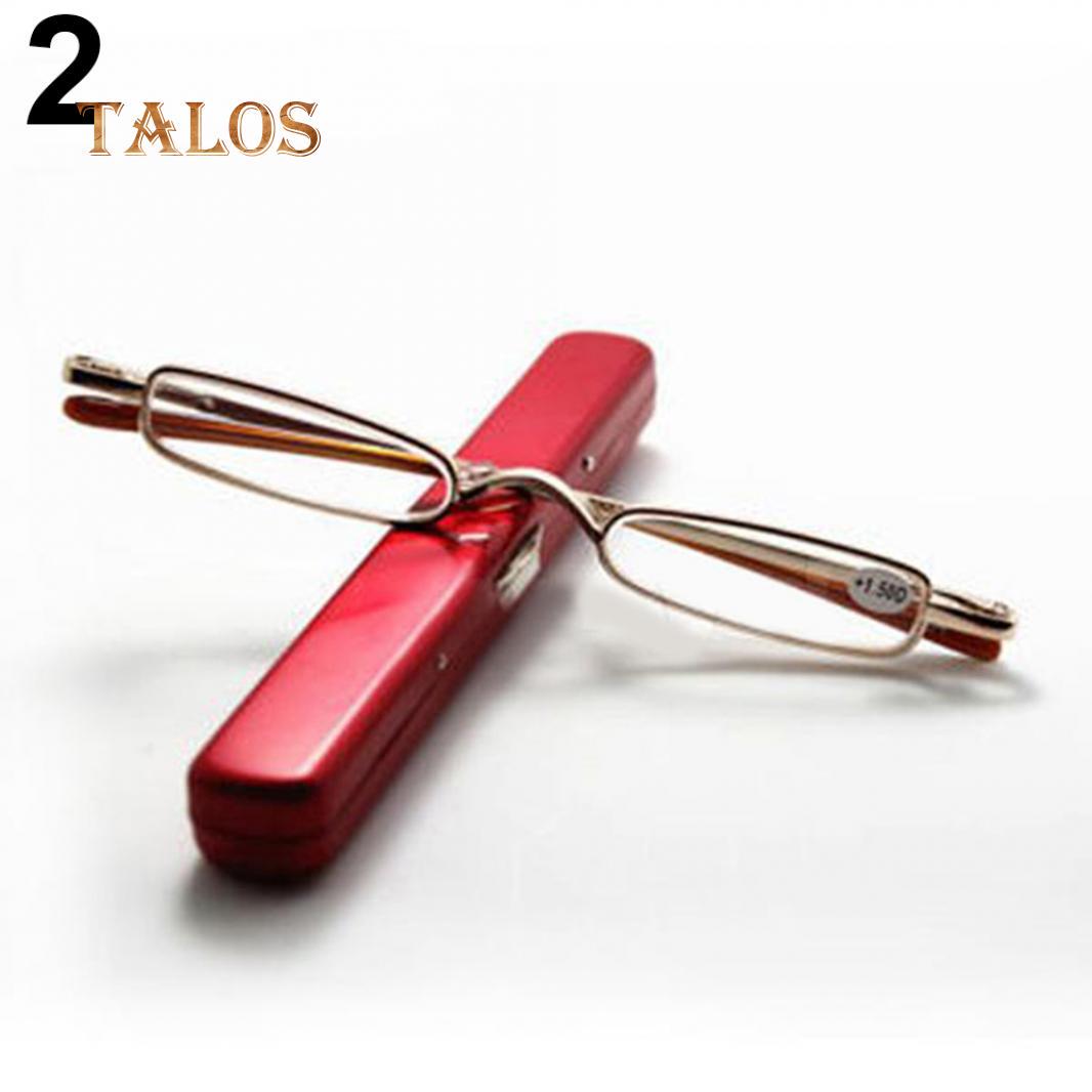 

Модные портативные очки для чтения, чехол-тубус для ручки, 1,00–4,00 диоптрий, здоровье +1.50 Strength красный