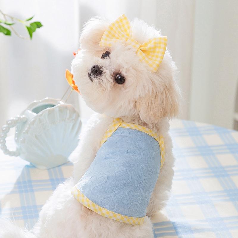 Fashion Print Dog Vest Pet Dog Clothes for Small Dogs Summer Cool Puppy Outfits Cute Bow Cat Suspender Vest Simple Pet Costumes