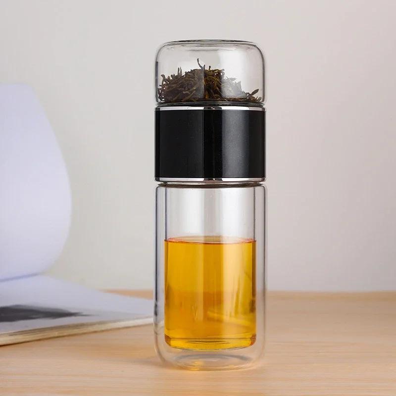 420ml Tea Separation Tea Cup Double-layer Glass Cup Portable and Creative Filtering Anti Scalding Water Cup