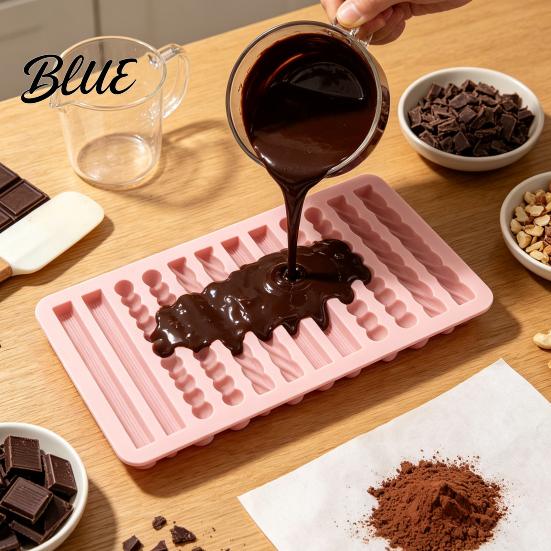 Homemade Cookie Baking Pan Silicone Chocolate Rod Mold 12 Cavity Non-stick Tray Heat Resistant Professional Pastry Equipment Flexible Strip Mold for