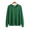 2024 Plus Size Women's Embroidered Bear Knit Cardigan, Round Neck & Long Sleeve for Early Spring.