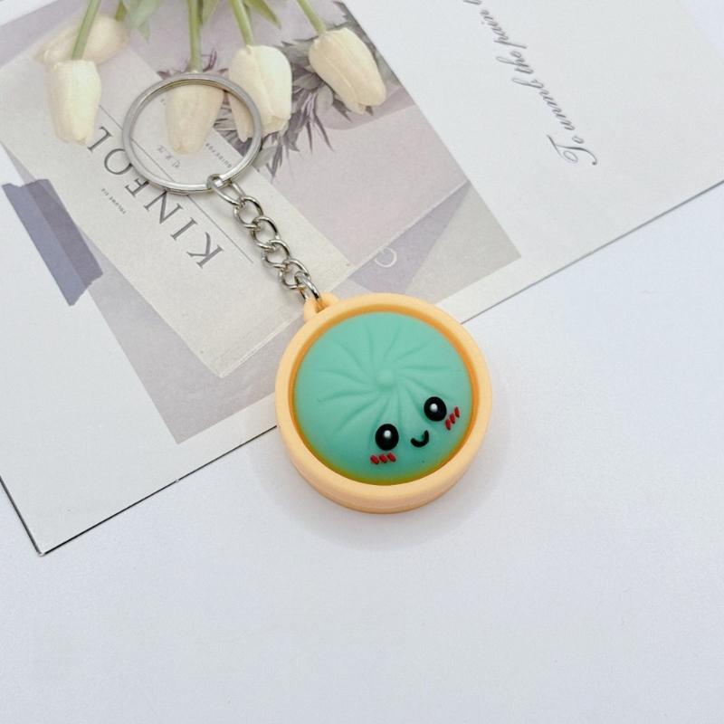 Playful Dim Sum Themed Key Accessory Collection Of 5 Amusing Expression Faces Sturdy Scratch Resistant Material