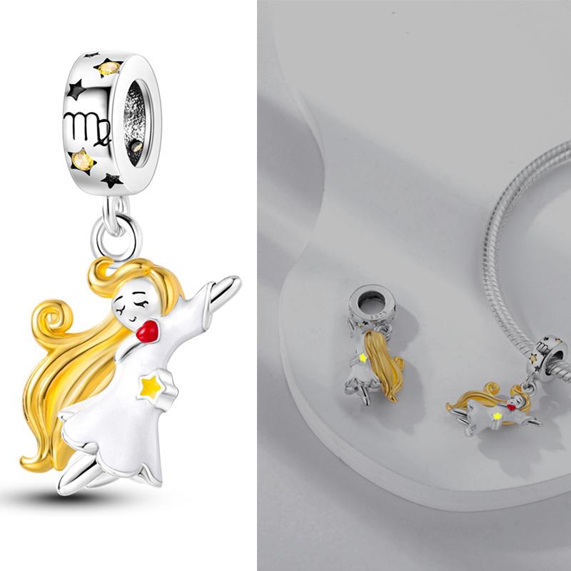 925 Silver 12 Constellation Luminous Charms Fit Original Bracelet Cancer Scorpio Aquarius Taurus Virgo Pisces