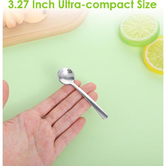 Tiny Spoons for Spices, 4 Pcs 3.3 Inch Stainless Steel Spice Spoon, Mini Spoons for Spice Jars, Easy To Clean & Hold for Sugar, Salt, and Honey,