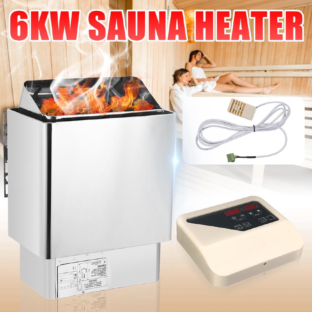 

Печь из нержавеющей стали Электрический нагреватель для сауны Нагреватель для сухой и влажной сауны Для дома Отеля Бани Душа СПА 6000 Вт