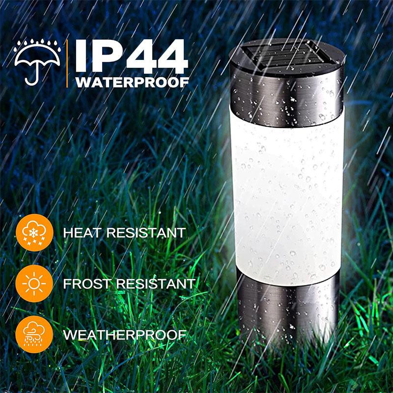 3pcs Solar LED Lawn Light Cylindrical Stainless Steel LED Landscape Decorative Lighting Waterproof for Courtyard Garden Sidewalk