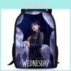 Wednesday Addams Kids Backpack With Large Capacity And Geometric Print For School And Daily Use