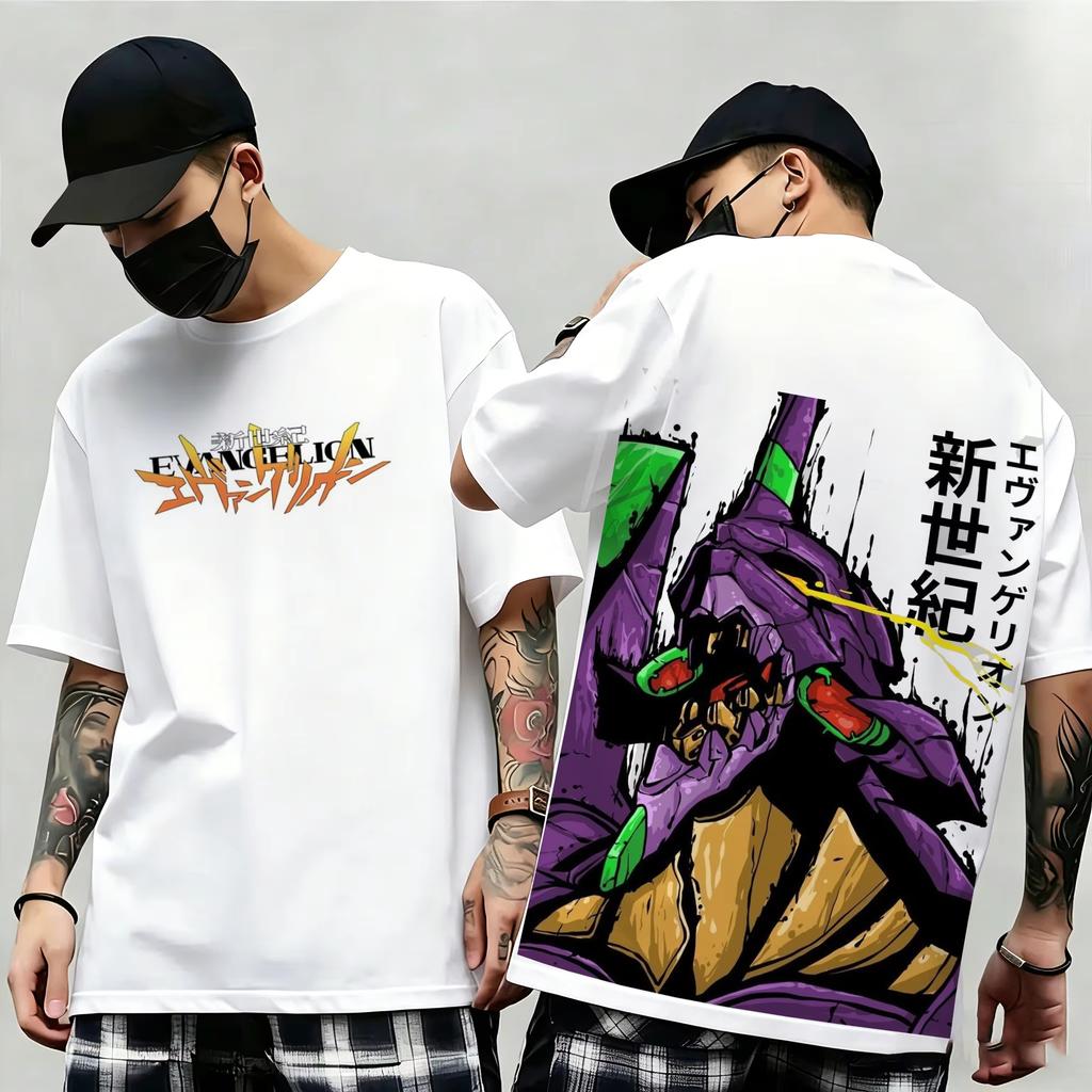 Summer Hot Sale New Arrival Evangelion Pattern Street Style Print T Shirts Men Women Streetwear T-shirt Harajuku Hip Hop Punk T-shirt