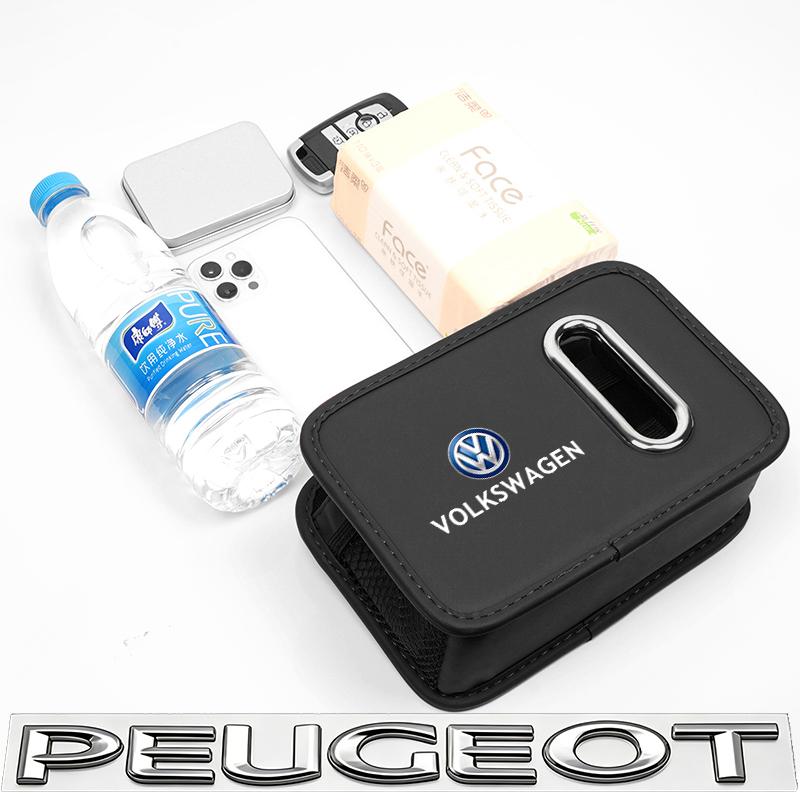 Car Soft Leather Tissue Box Multi Functional Car Door Storage Box Accessories For VW Golf T‑Roc Tiguan Polo Passat T‑Cross MK7 Gj8