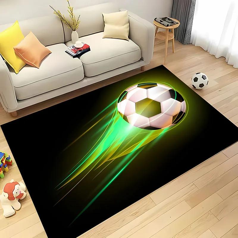 Ball Sports Themed Carpet Cartoon Soccer Floor Mat for Kids Bedroom Decor Football Large Area Rugs Home Living Room Hallway Rug