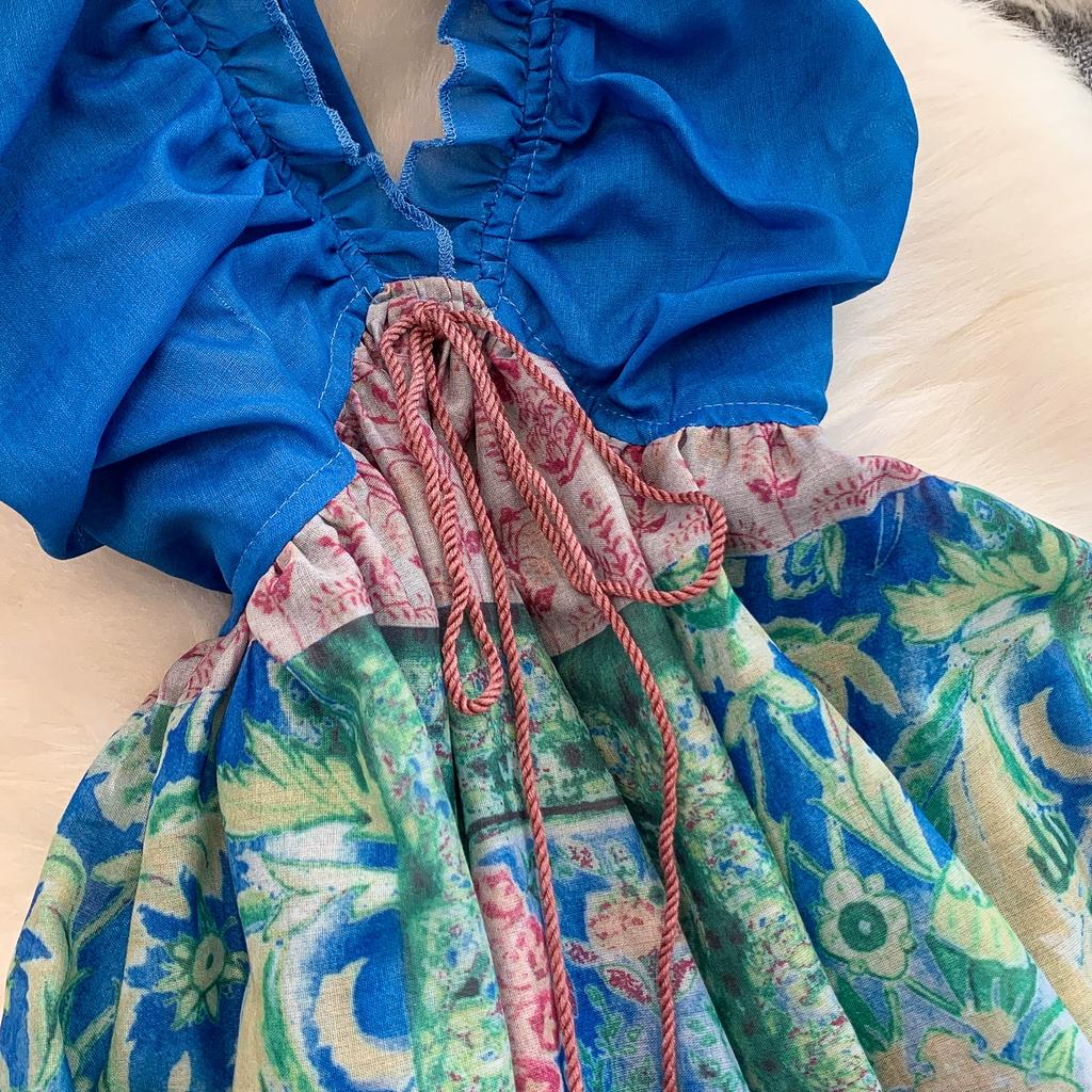 Summer Women Sexy Halter Open Back Print Long Maxi Holiday Beach Dresses