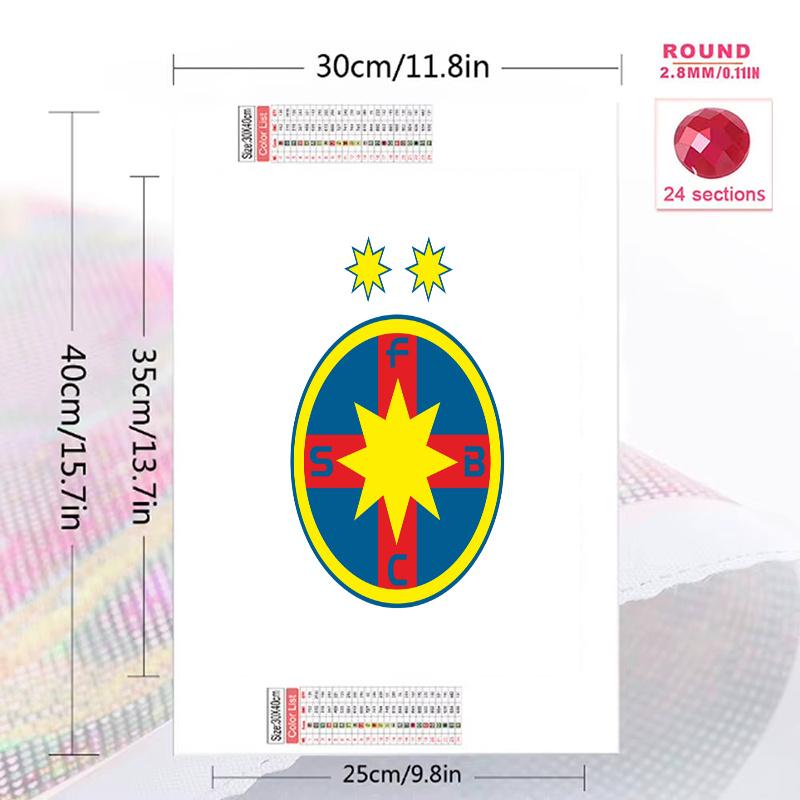 FCSB Bucuresti Pattern 3pcs 100% Round Full Drill 5D DIY Diamond Painting Embroidery Cross Stitch Rhinestone Décor