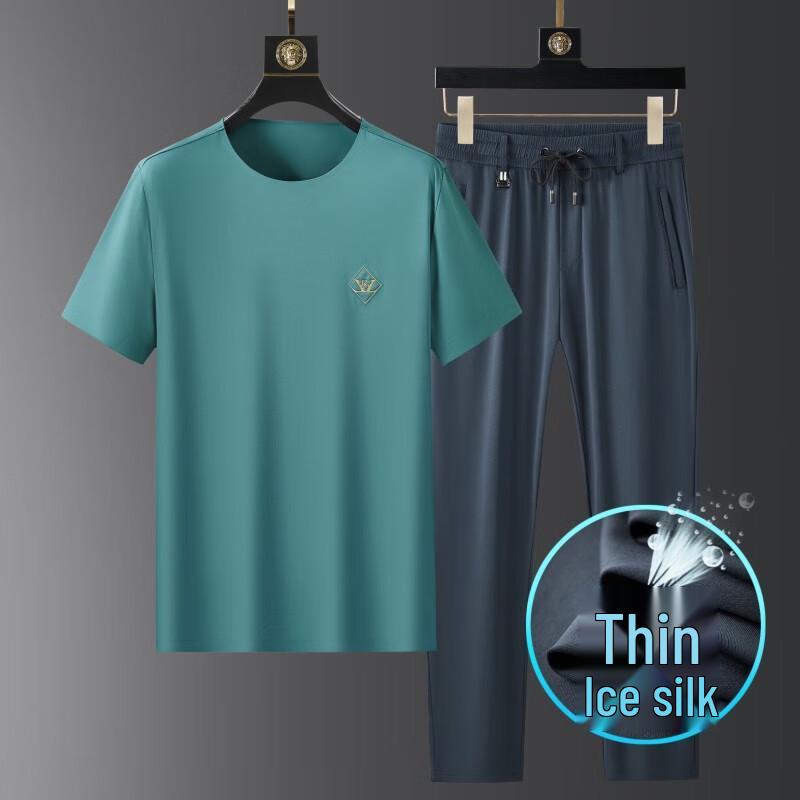 OEING Men's Ice-Feel Quick-Dry Short Sleeve Activewear Set