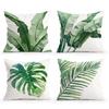45X45Cm Tropical Green Plants Pillowcase 100% Polyester Living Room Bedroom Sofa Office Cushion Case Pillowcase Home Decoration
