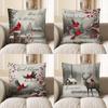 Home Decor Home For The Holidays Cardinal Snowy Scene Pillow Pattern Cushion Cover Suitable For Sofa Bedroom Car Pillow Cover