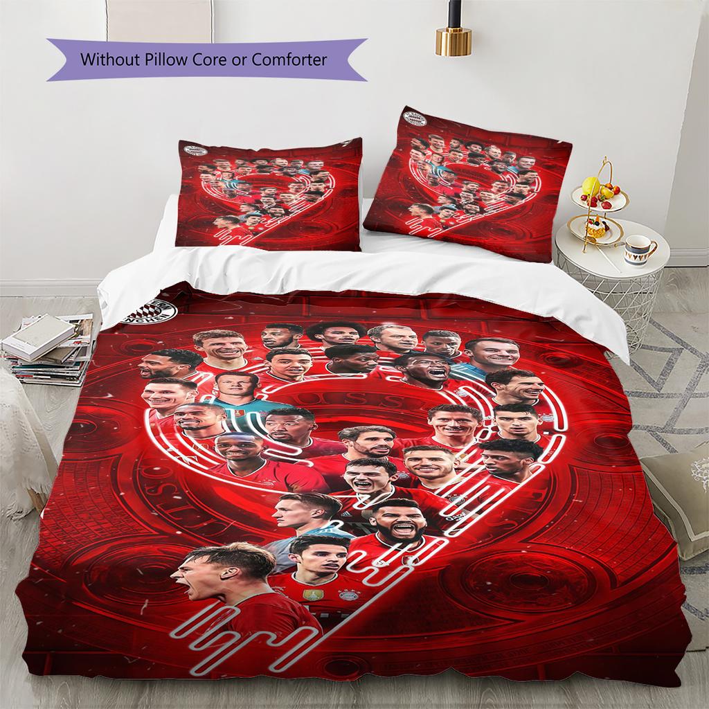 FCB Pattern Bedding Quilt Set Quilt Cover Pillowcase Home Decoration Birthday Gift (1 * duvet cover + 2 * pillowcase, without core)