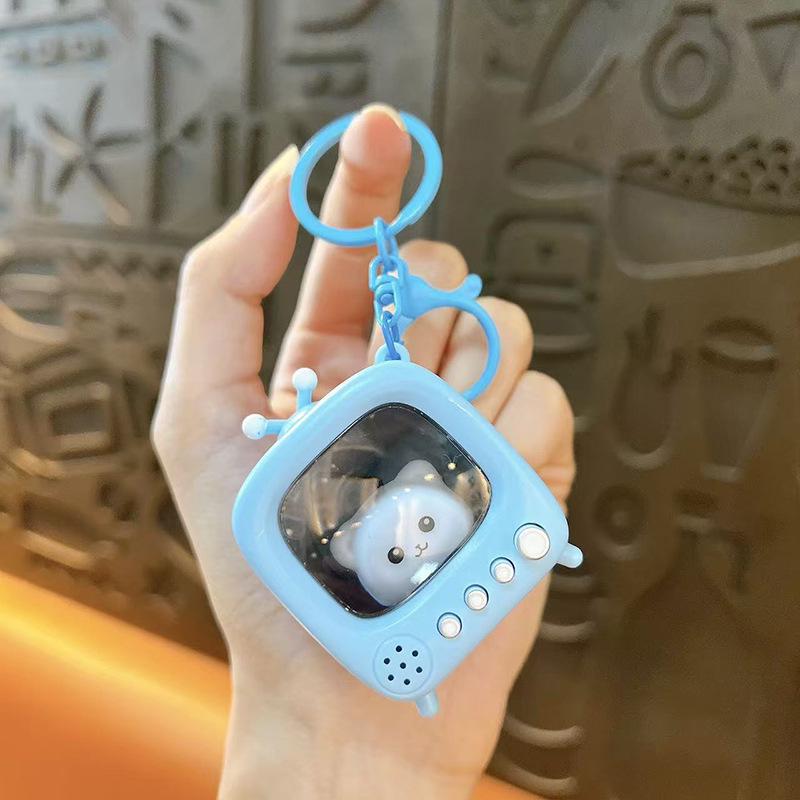 Cartoon Katze Leuchtender TV Schlüsselanhänger: Mini Nachtlicht & Taschenanhänger Geschenk