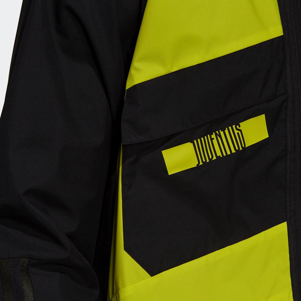 Adidas Juventus Travel Drill Performance Soccer Travel Series Comfortable Soft Woven Zipper Front Pocket Jacket Men Jacket Black Lime-Green GR2910
