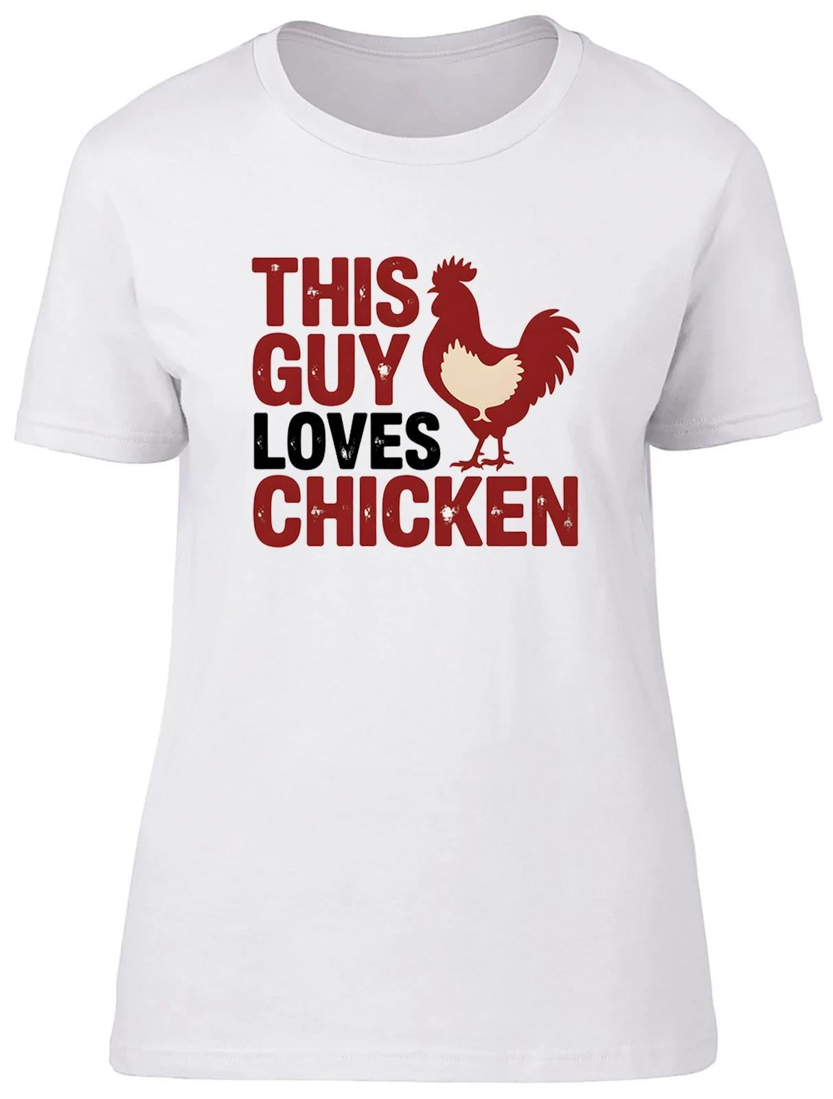 This Guy Loves Chicken Funny Rooster Womens T-Shirt Ladies Gift Tee XS
