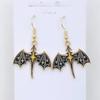 New Gothic Fantasy Dragon Black Bat Wing Celestial Star Dangle Earrings Necklace Set for Women Halloween Witch Punk Jewelry Sets