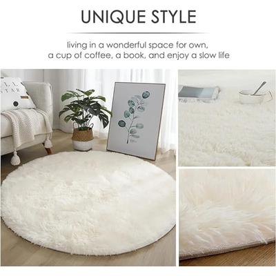 Alfombra redonda de felpa súper suave, alfombra blanca esponjosa para sala de estar, decoración del hogar, dormitorio, habitación infantil, salón, alfombra de pelo grueso