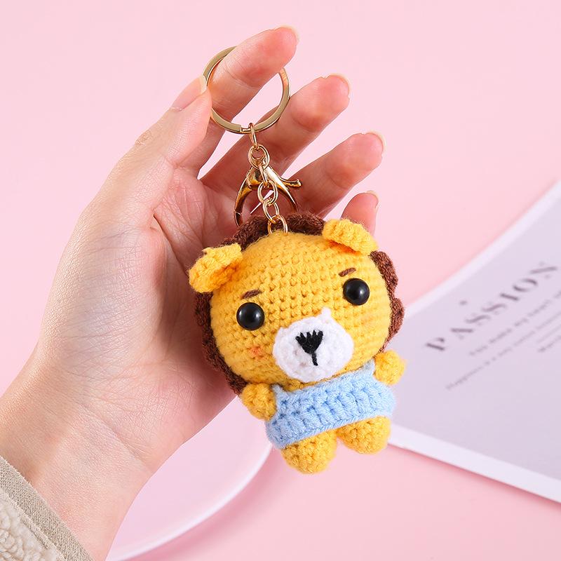 Funny Animal Doll Series Crochet Keychain Creative Knitting Animal Doll Keyrings For Bag Pendant Cute Puppy Knitted Car Keyrings