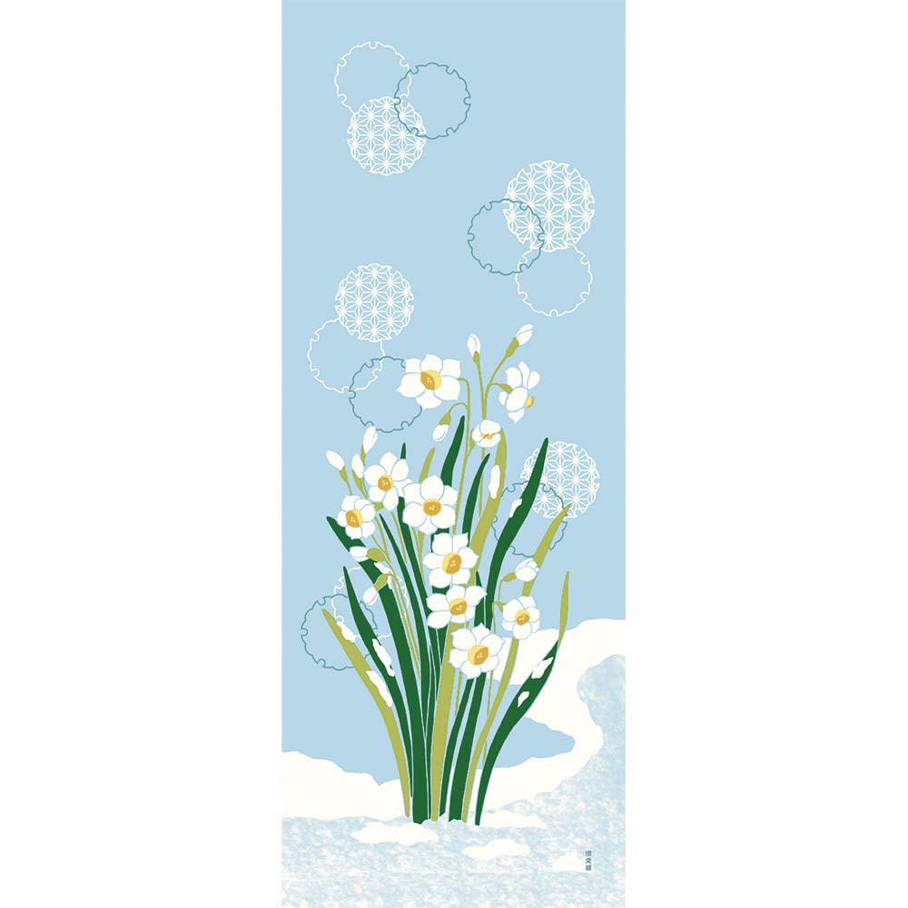 Hamamonyo Illustrated Hand Towel Daffodils and Snowflakes