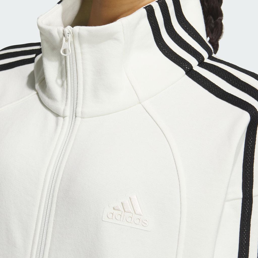 Adidas FW24 Knit Jacket 3-Stripes Retro Sports Casual Stand Collar Long Sleeve Jacket Women Jacket White JN0760
