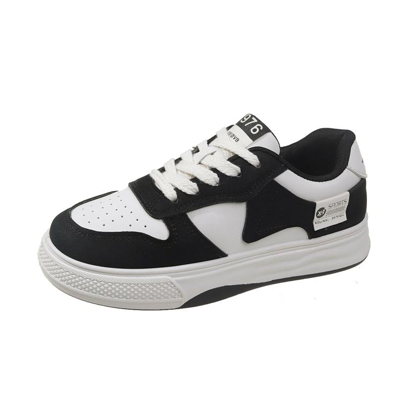 

2023 спортивная обувь на платформе, женские кроссовки на плоской подошве, женские весенние теннисные кроссовки, повседневные черные модные вулканизированные кроссовки в стиле Харадзюку на толстой подошве 37 чёрный