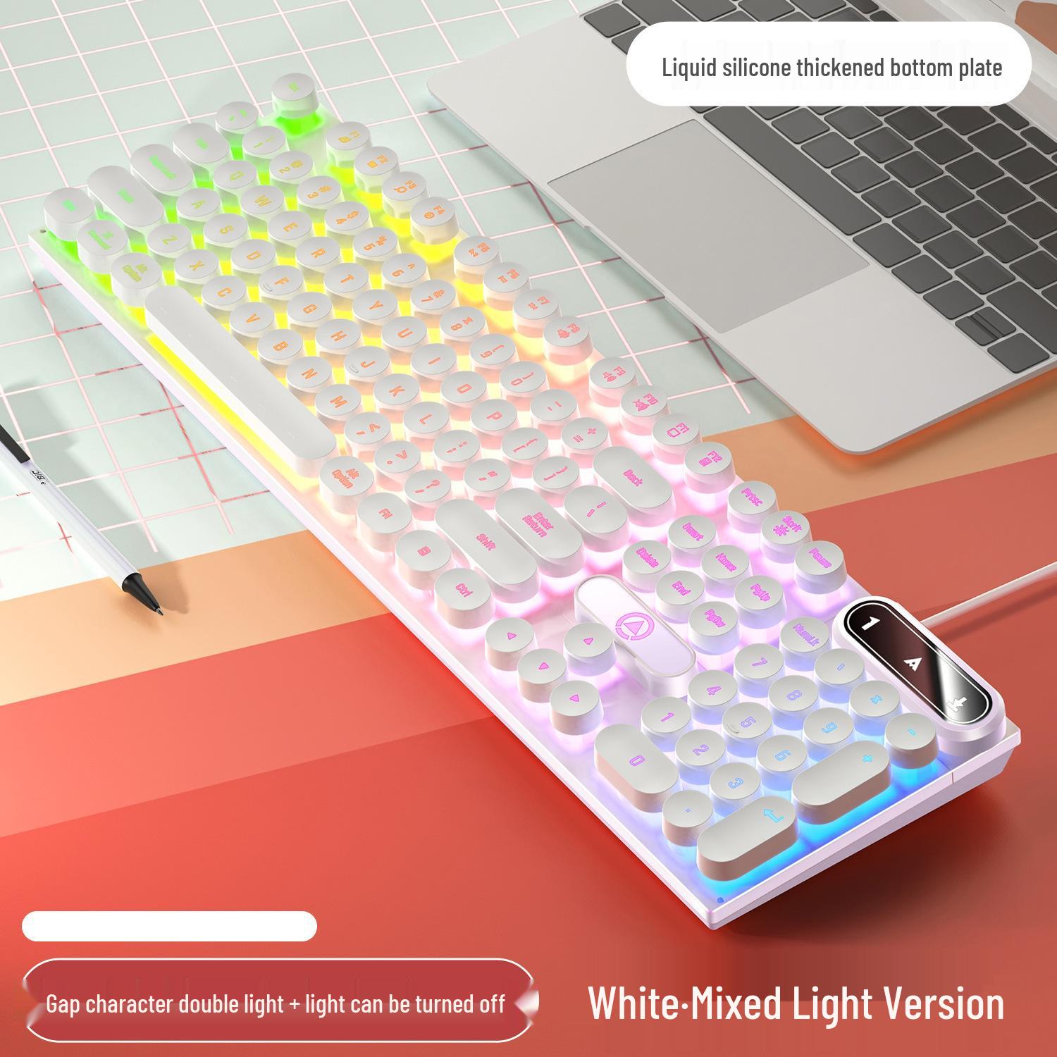 

Silver Carving K600 Mechanical Gaming Keyboard, Luminous Wired Punk Design, Color-Matched Computer Accessory