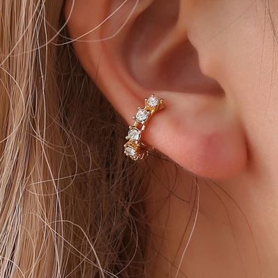 1Pc Women Rhinestone Ear Clip On Cuff Earrings Non-Piercing Jewelry