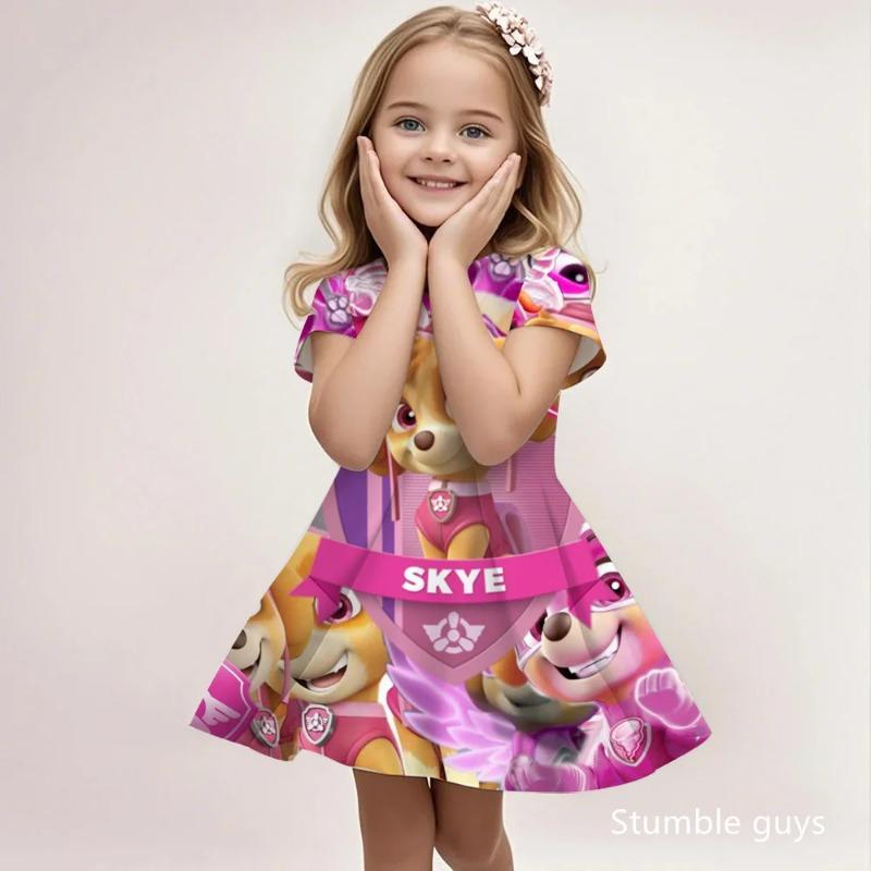Girls Cute Paw Patrol Sundress Summer Casual Loose Beach Dress Cartoon 110