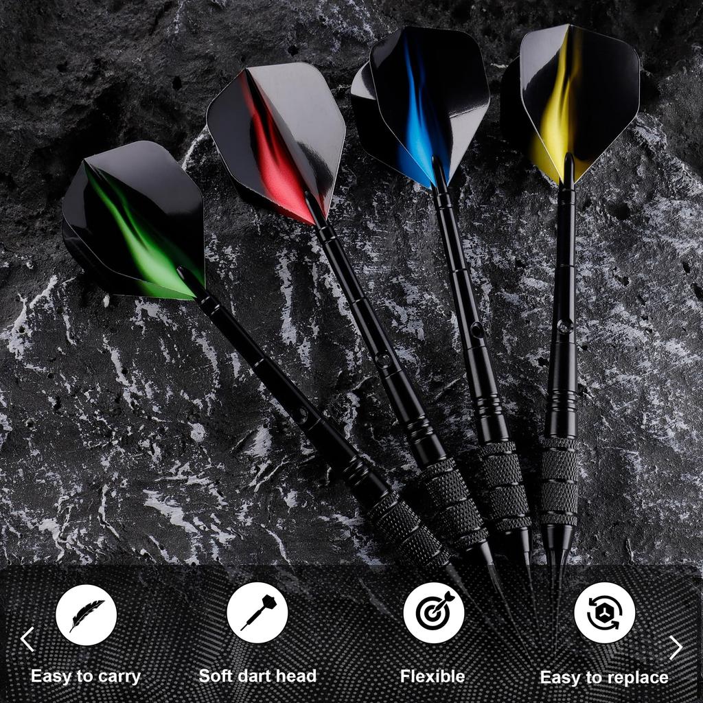 WAYARRIVAL Soft Darts Set (18g X 12 Darts) | Compatible with Electronic Dartboards | Includes 24 Flights + 100 Plastic Tips | Premium Aluminum Shafts